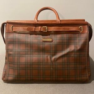 Vintage 90s Polo Ralph Lauren Iconic Plaid Leather Overnight Totebag